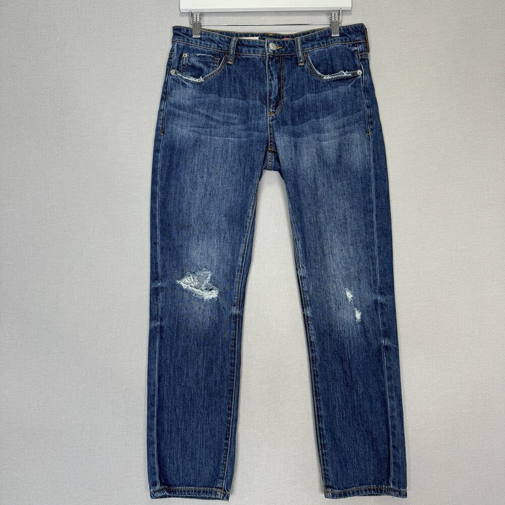 Pilcro Slim Boyfriend‎ Crop Jeans Womens 28 Blue Low Rise Distressed Denim Y2K